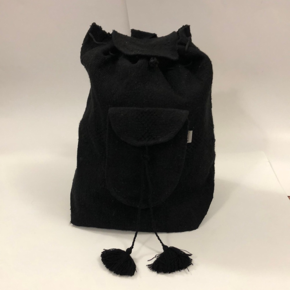 Lillo Baja Bag Black Backpack Woven Soft Travel Beach Excellent Condition
